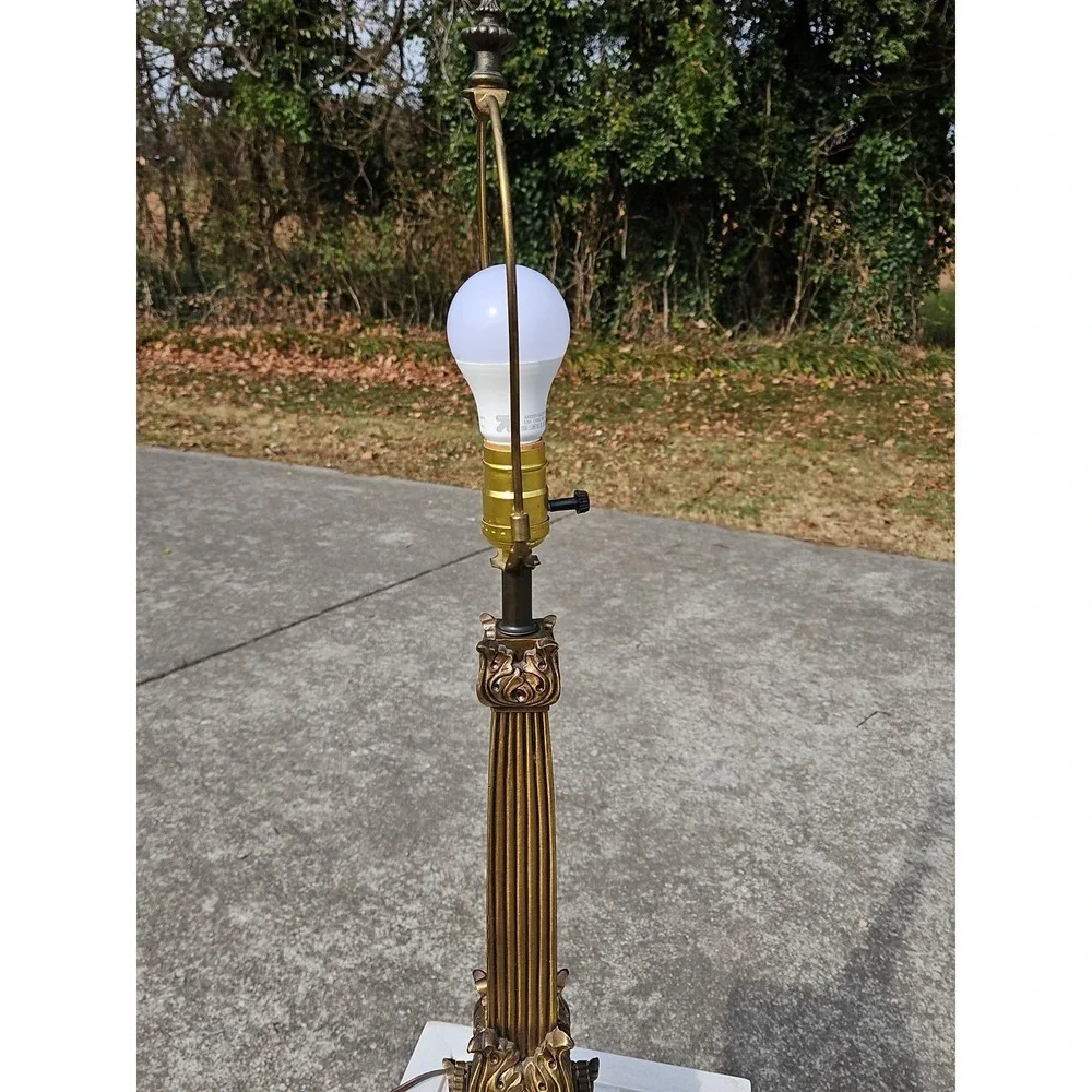 Vintage 1960s Neoclassical Brass Lamp With A Corinthian Column